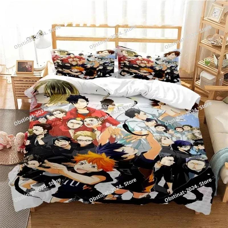 3d Print Volleyball Anime Haikyu Bedding Set Printed With Pillowcase Bed Duvet Cover Soft Single Double Queen Super King Size