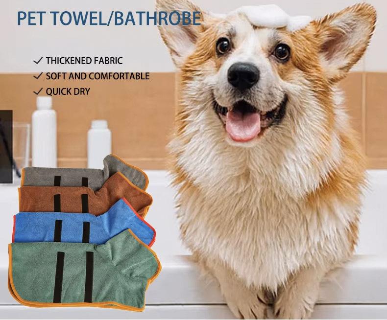 Dog Bathrobe, Quick Drying Super Absorbent Dog Robes for After Bath, Warm Keeping Dogs Towel, Dogs Bath Supplies