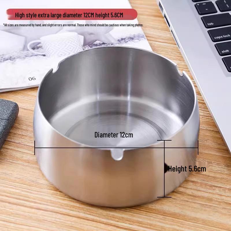 Extra Large Stainless Steel Ashtray: Windproof, Anti-Fall Design for Home, Restaurant, Hotel, or Business Gift Use
