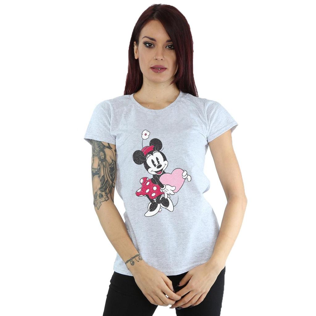 Disney Womens/Ladies Minnie Mouse Love Heart Cotton T-Shirt