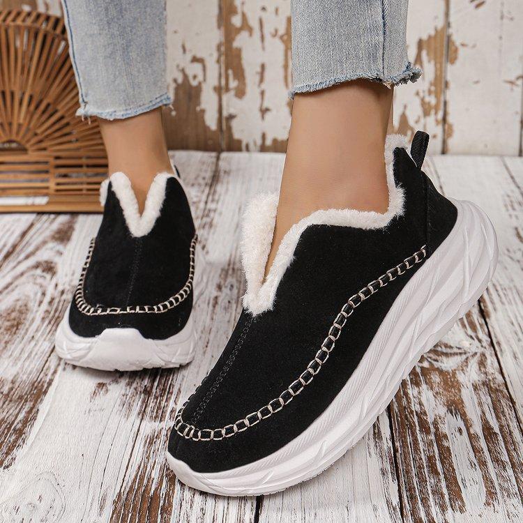 Large size cotton shoes for women's autumn and winter new thick-soled piled thickened warm one-pedal cotton boots snow boots for women