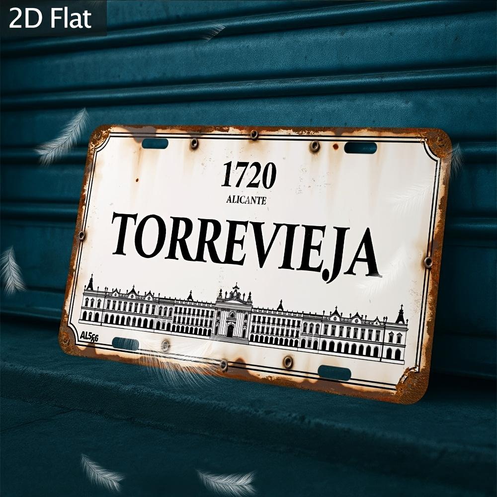 

Torrevieja Alicante Spain Retro Rustic License Plate Style D Flat Aluminum Tin Sign for Spanish Travel Souvenir Car W 15x30cm(5.9x7.8inch)