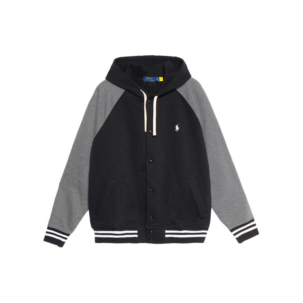 Polo Ralph Lauren Plain Knit Fleece Logo Embroidered Hooded Baseball Long Sleeve Jacket Men Jacket Black 710850315-001