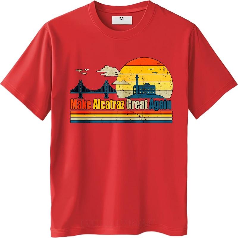 

Большой Размер Лето Для Мужчин Футболка Сделай Алькатрас Снова Великим Закатный Мост Остров Короткий Рукав Мягкие Круглый Вырез Футболки Футболка Мужская as the picture126 красный