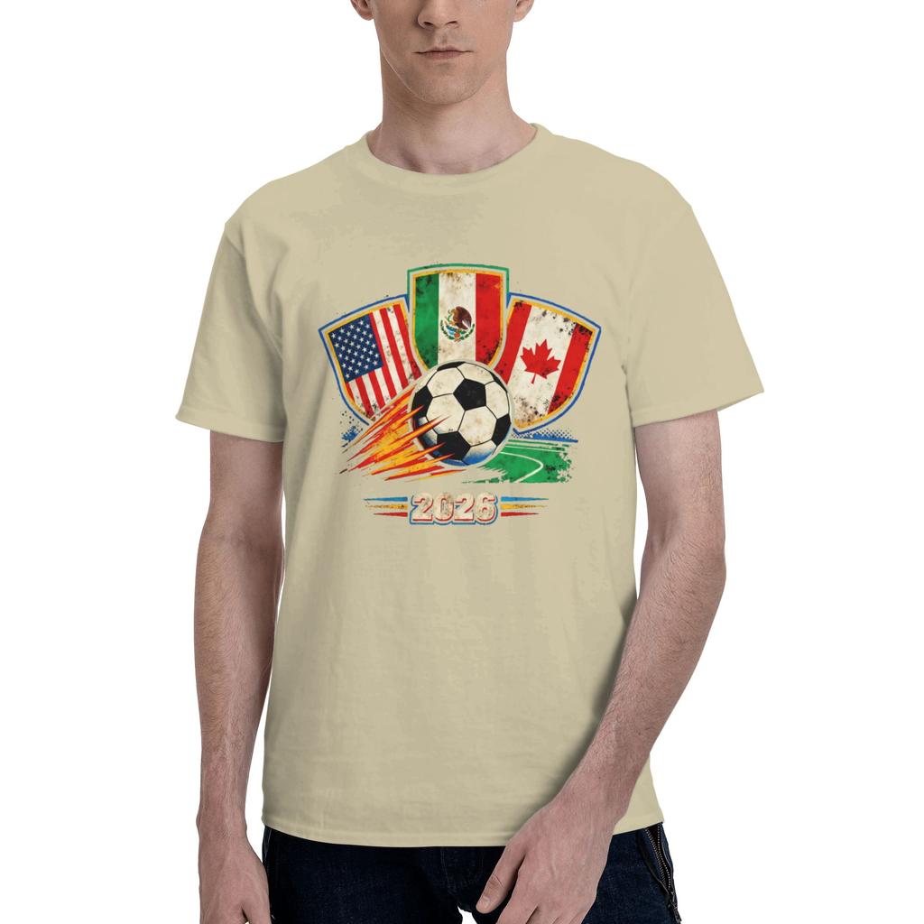 Custom Unisexs 2026 Football Soccer Cups T Shirt Short Sleeve Cotton Tshirt Casual Usa Canada Mexico Tee Loose Fit
