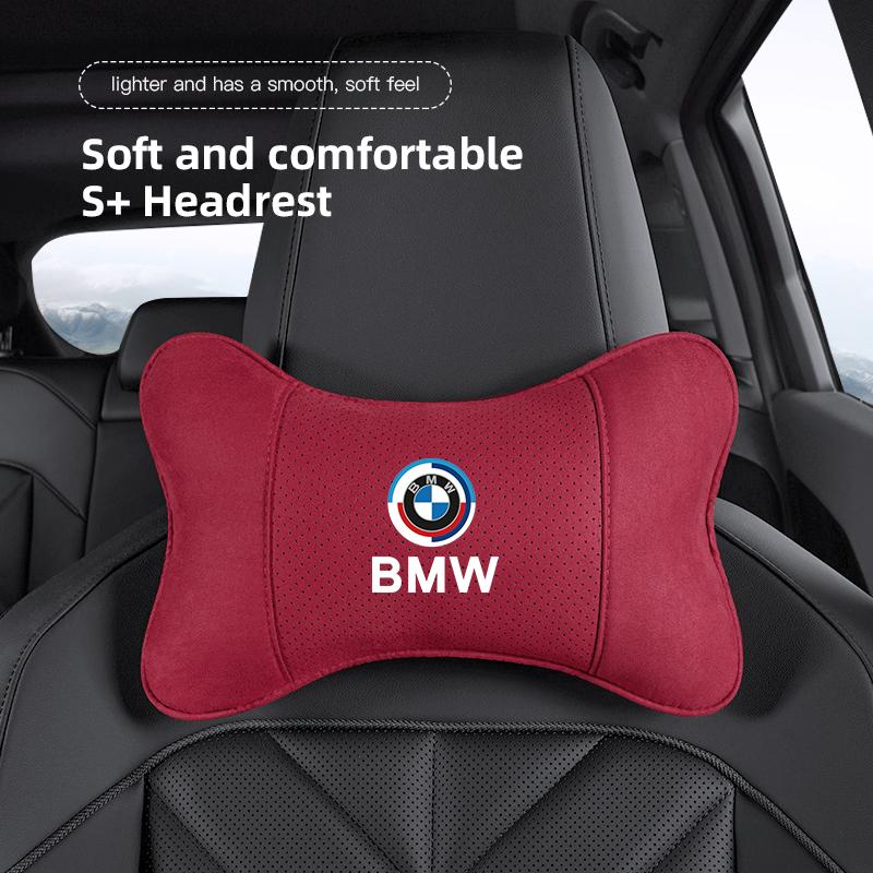 Car Seat Headrest Soft Suede Neck Pillow For BMW I4 F40 F10 E90 F20 E46 E60 E70 E39 E36 G20 Auto Interior Aaccessories Keychain BE7