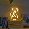 Peace Neon Sign LED Nightlight Neon Decor Signs USB Powered V Gesture Hand Neon Light Home for Shop Store Wall Table Decor