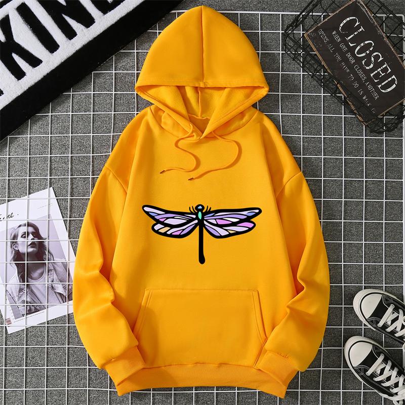 Quick Selling Independent Station Let It Be Butterfly Printing Long Sleeve Hooded Sweatshirt For Women