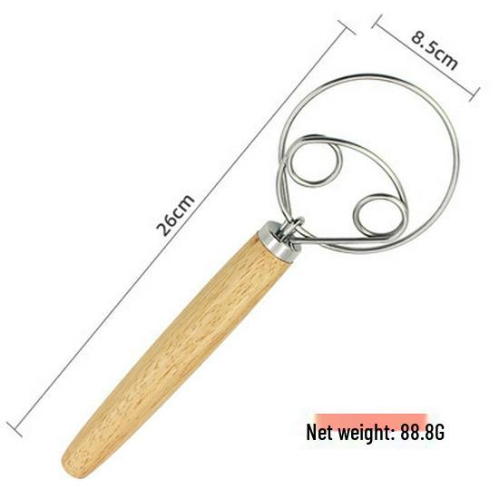 Stainless Steel Danish Dough Whisk with Oak Handle