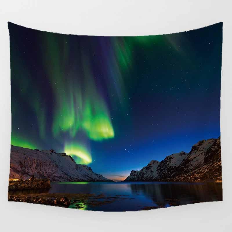 Night Sky Northern Lights Pattern Art Tapestry Home Decor Living Room Bedroom Festive Decor Accessories Background Wall Covering