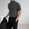 Herren Koreanisches Slim Fit Halbhoher Kragen Kurzarm Basisschicht T-Shirt