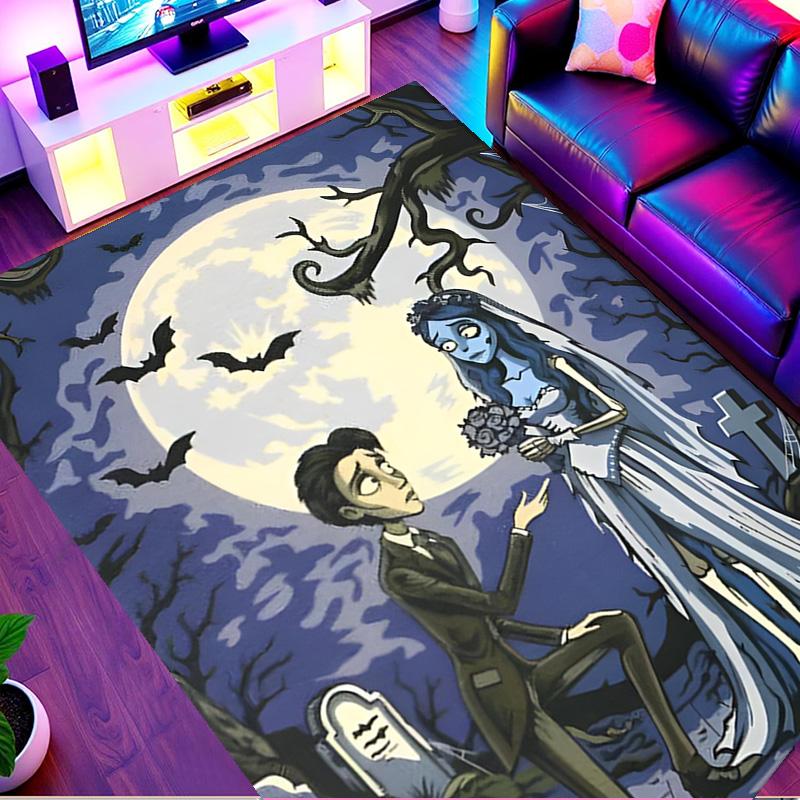 Corpse Bride Print Rug, Washable Floor Carpet, For Entryway Dorm Laundry Room Office Study, Home Decor Birthday Christmas Gift