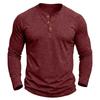 Mens Classic Style Henley Pullover Tops Raglan Long Sleeve Solid Color Daily Casual Wear Crew Neck Basic T Shirts