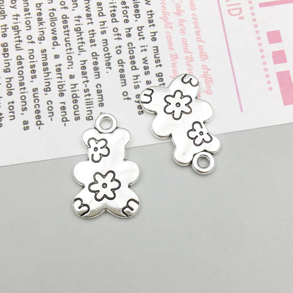 Charm pandantiv ursuleț de pluș din argint antic pentru bijuterii DIY