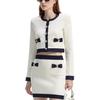 Self-Portrait Solid Color Short Sleeve Single-Breasted Knit Sweater Women sweater Ivory SWF351M02400