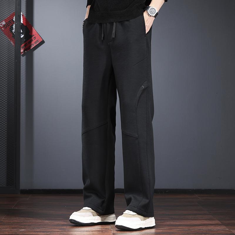 Heavy high-end casual pants men's new autumn and winter loose straight trousers drawstring air layer elastic sweatpants