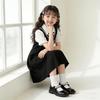 Girls' Stylish Academy-Style Shirt Collar Dress - Kids' Two-Piece Summer Outfit