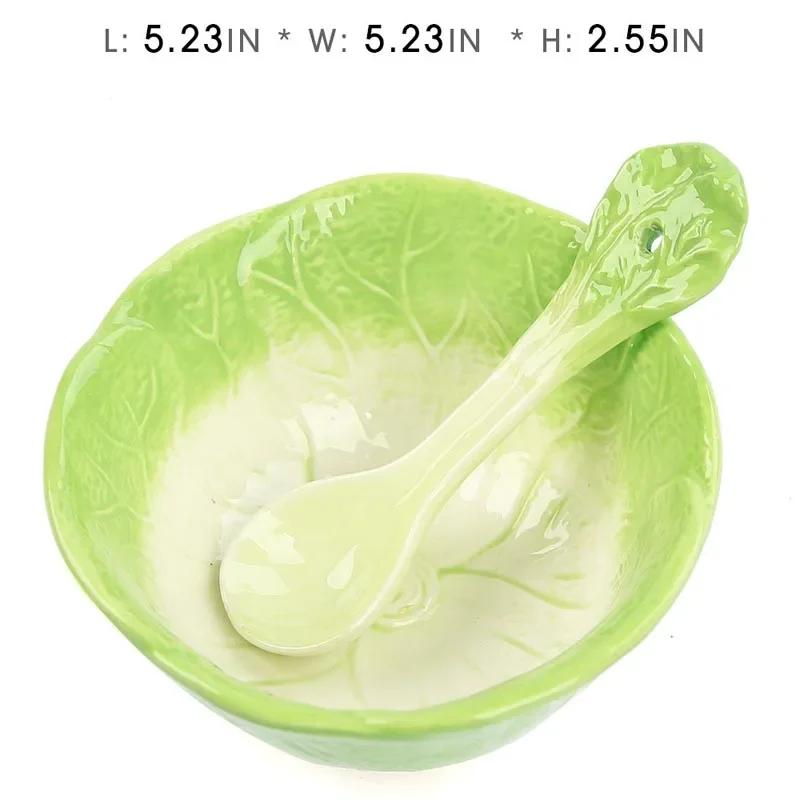 Ceramic Creative Fruit Shape  Bowl Cartoon Vegetable Tableware  Cute Bowl Serving Bowl Strawberry  with Spoon Japanese