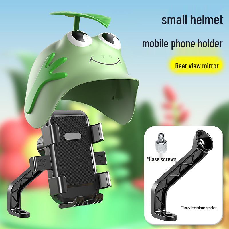 Compact Helmet Phone Holder & Sun/Rain Shield for Scooter/Motorcycle/Bicycle Riders.