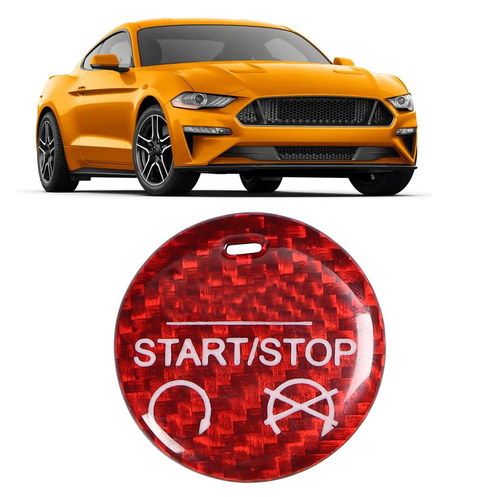 Red Carbon Fiber Engine Start Stop Button Cover Trim Decor Fit for Ford Mustang GT 15 19