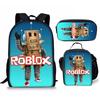 Roblox Retro Cartoon Backpack Set - Trendy 3-Piece Schoolbag for Kids