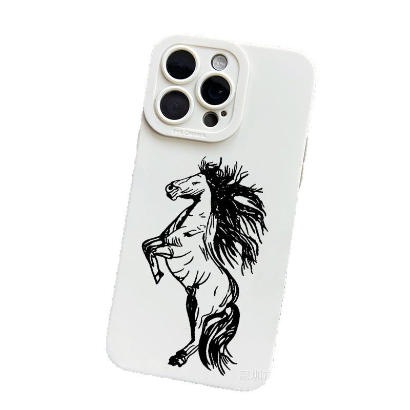 Black horse for Apple 15 mobile phone case iphone12promax case 14/13/11/XSMAX pupil eye 16