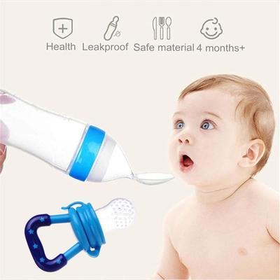 Baby Feeding Combo – Fruit Feeder & Silicone Spoon Feeder Bottle (Pack of 2)