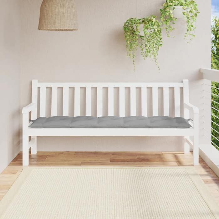 VidaXL Coussin de Banc de Jardin, Revêtement de Banc avec Jeux de Cordes, Coussin d'Extérieur Imperméable, Gris 180x50x7 cm 361622