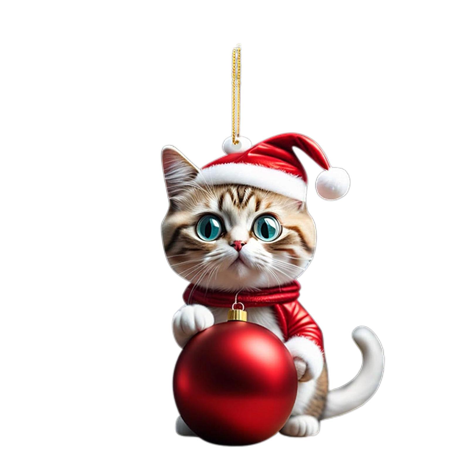 

Acrylic Christmas Cat Charm Ornament Unique Holiday Decor Fun Pendant Decorations for Christmas Trees Door and Window 7