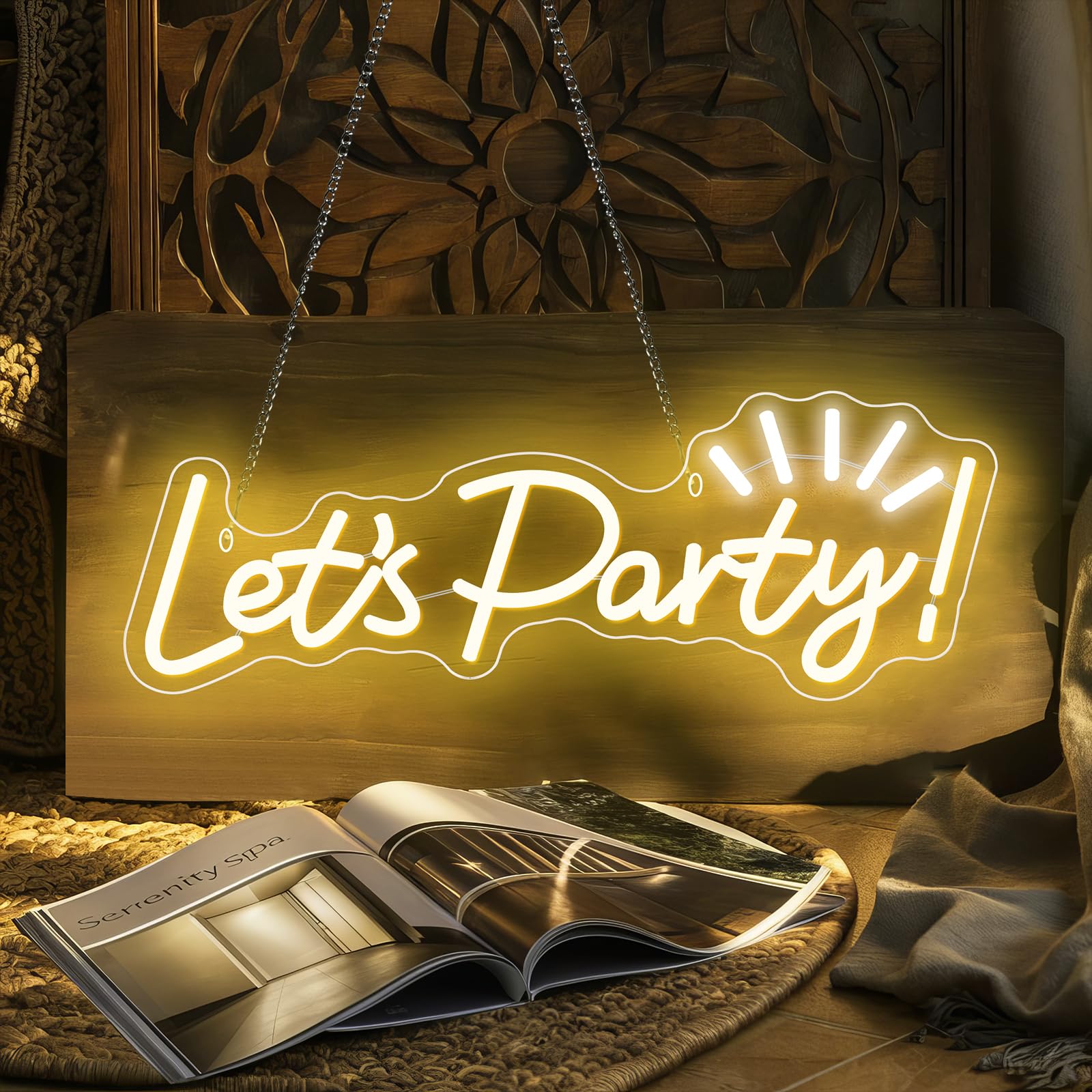 

Lets Party Customizable colors Neon Sign LED Lights Bar Pub Wall Wedding Birthday Aesthetic Decoration Room Wall Decor Signs pink