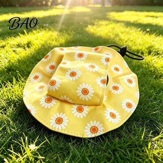 Cat Hat for Outdoor Activities Beach Hat, Summer Cap with Ear Holes, Adjustable Pet Lightweight Sun Small Dogs Cats Protection Non Slip