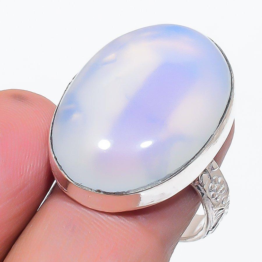 

Натуральный молочный опал драгоценный камень 925 стерлинговое серебро ювелирное кольцо размер 9 F6W97
