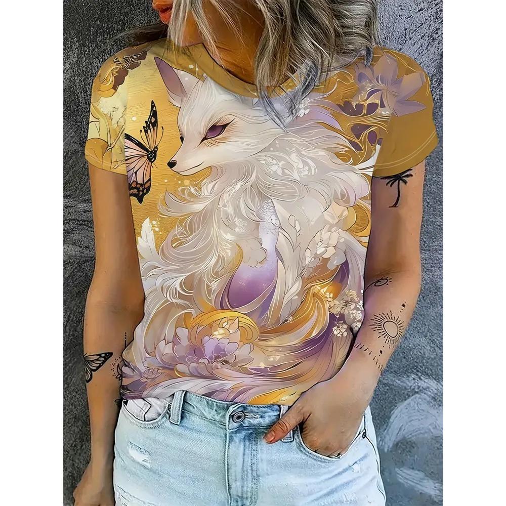 Interesting Animals Creative 3D Printed Short Sleeved T-shirt Fashionable Comfortable Soft Breathable Large Loose Womens T-shirt