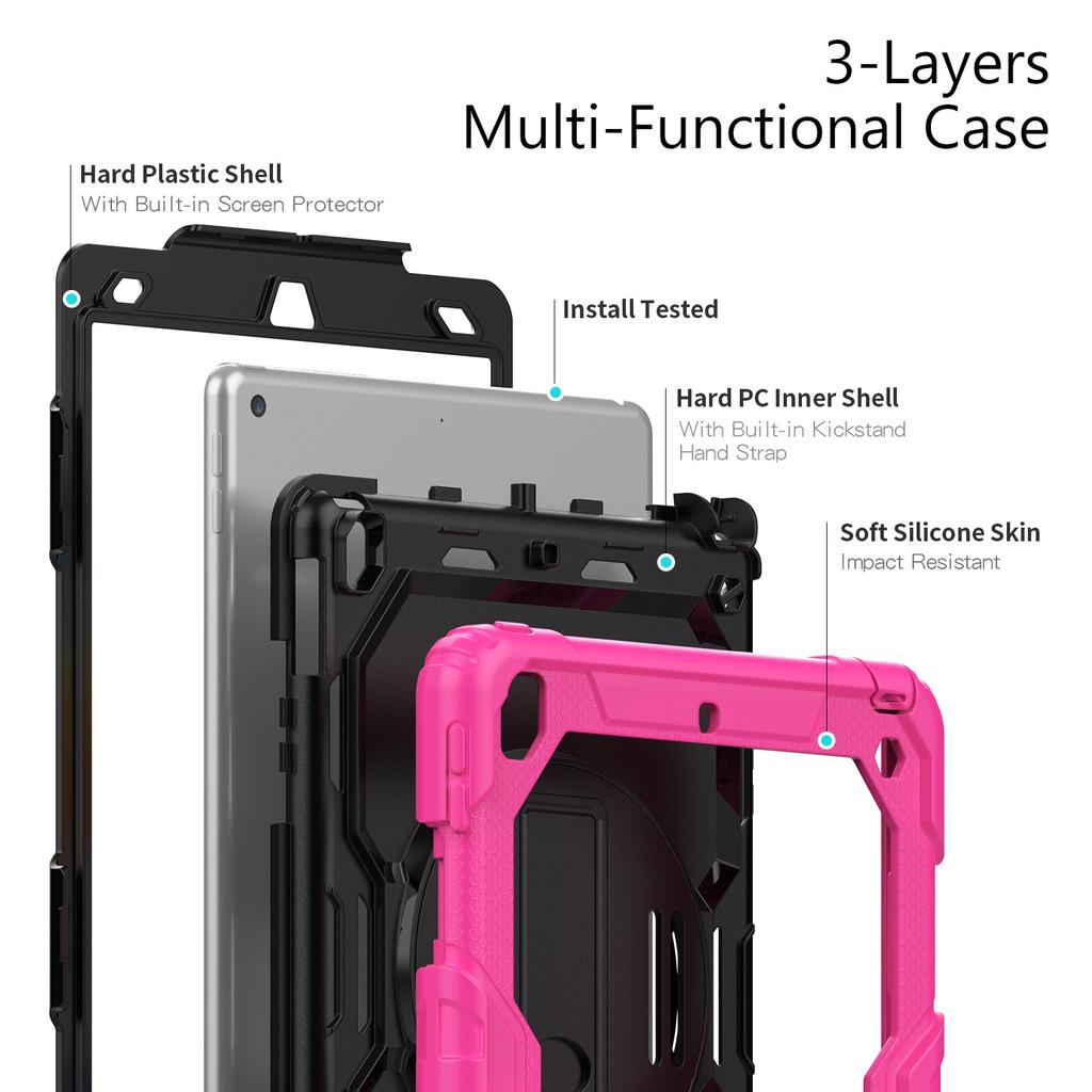 Armor Stand Case Universal For iPad 10.2" 2019 2020 2021 7th 8th 9th Gen. 360 Rotatable Heavy Duty Cover With Screen Protector