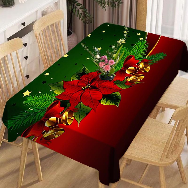 1pc Tablecloth Soft Fashionable Beautiful Christmas Festive Floral Tablecloth Christmas Decor Printed Craft Table Cover, Tablecloth for Home Kitchen D