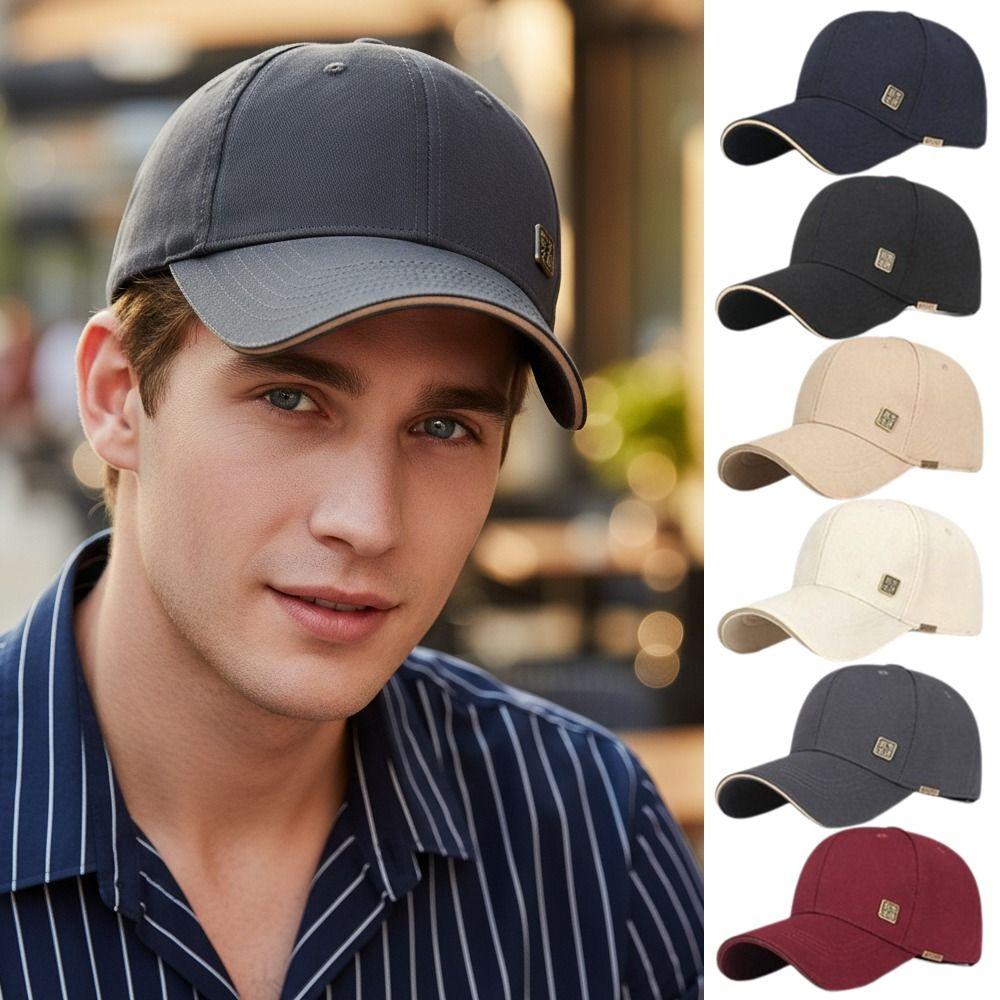 Minimalist Baseball Cap Metal Badge Streetwear Hat Casual Dad Hat For Women Men Unisex