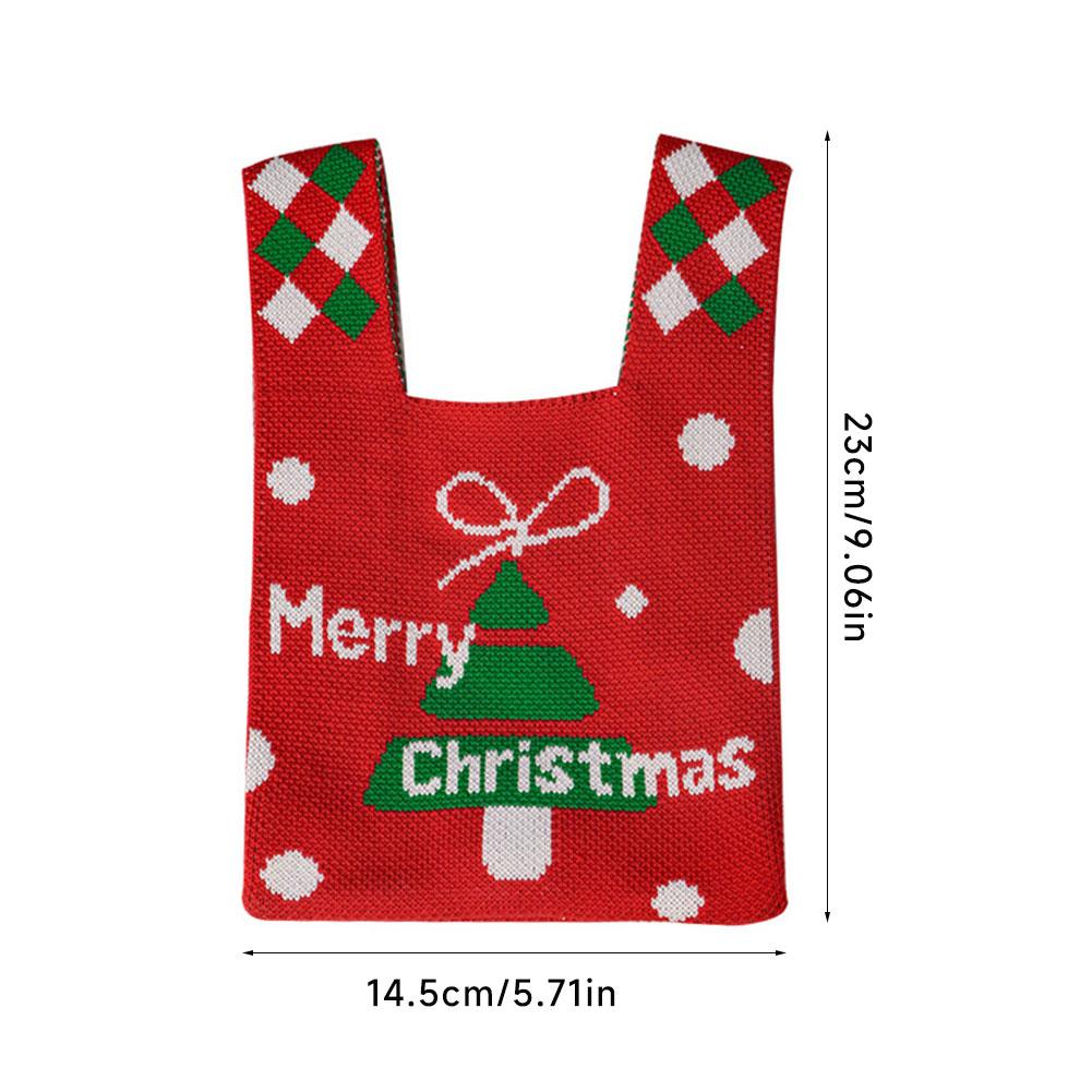 Merry Christmas Gift Bag Canvas Handbag Knitted Storage Bag Christmas Eve Apple Candy Bag Santa Claus DIY Decorations Xmas Gifts