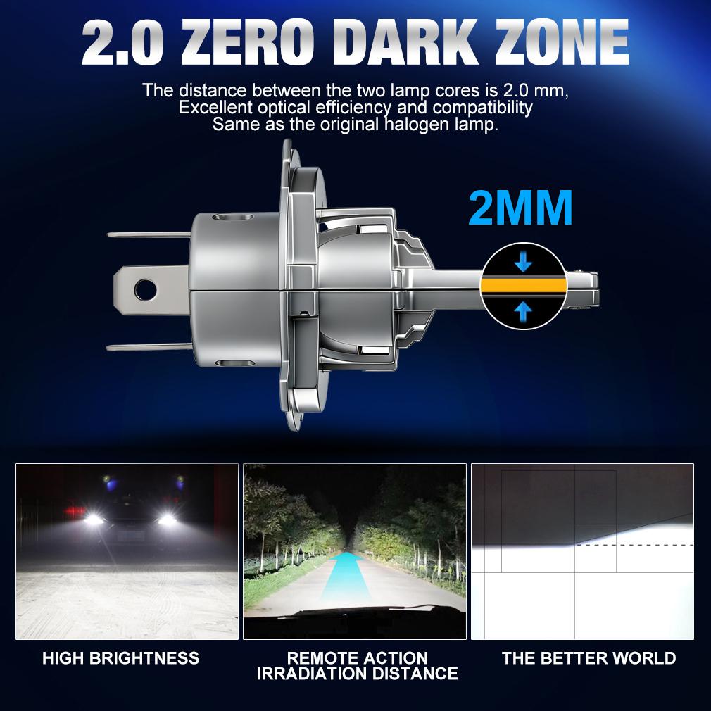2 Adet Canbus H4 LED Far Ampulü Yüksek Düşük Işın 30000LM Araba Motosiklet Işıkları 24SMD CSP Çipli Turbo LED Diyot Lamba Oto Moto Farlar 12V 6500K Beyaz