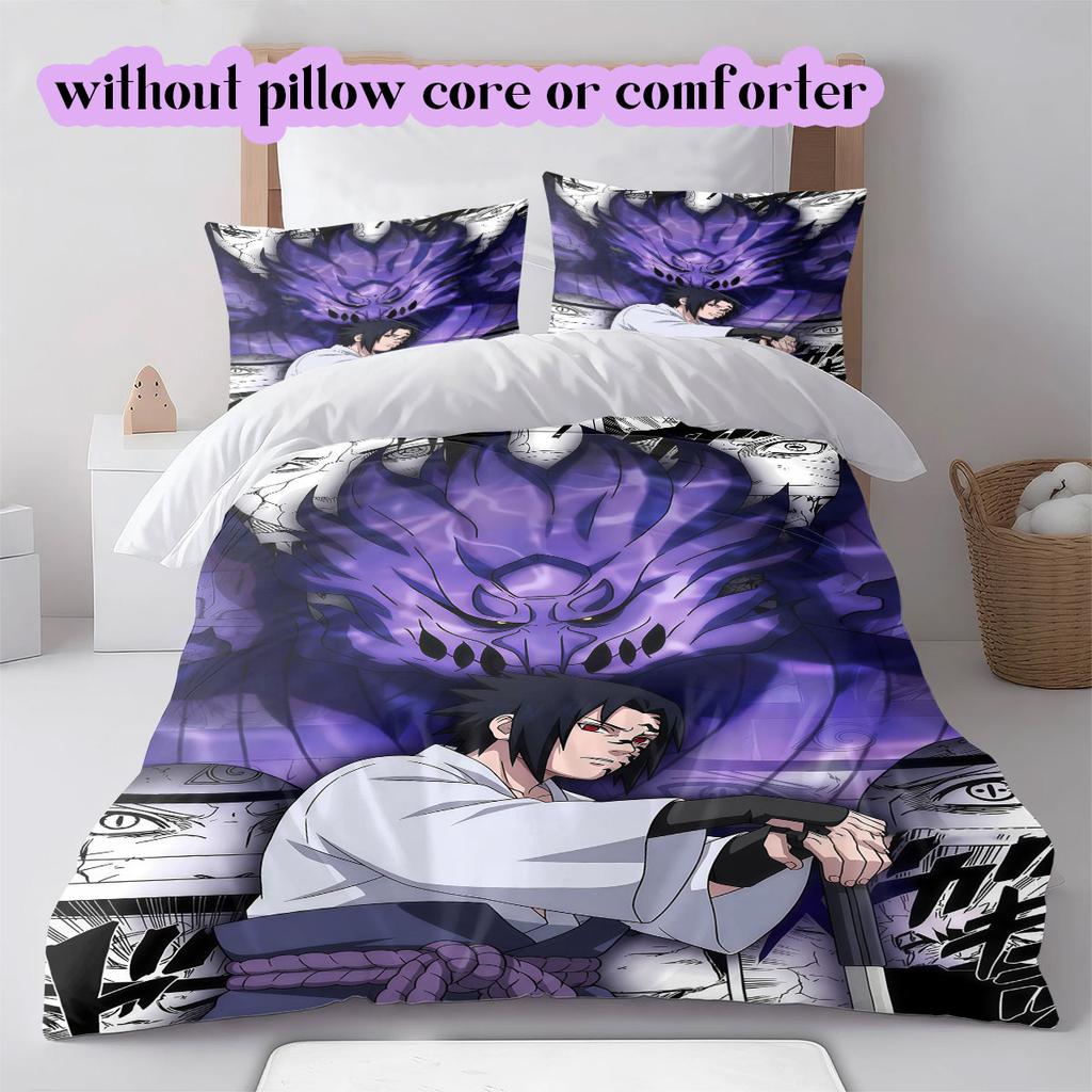 Naruto Sasuke Uchiha Various Sizes Bedding Set Duvet Cover 3pcs Children's Gift Print Cartoon Extra Large Decor