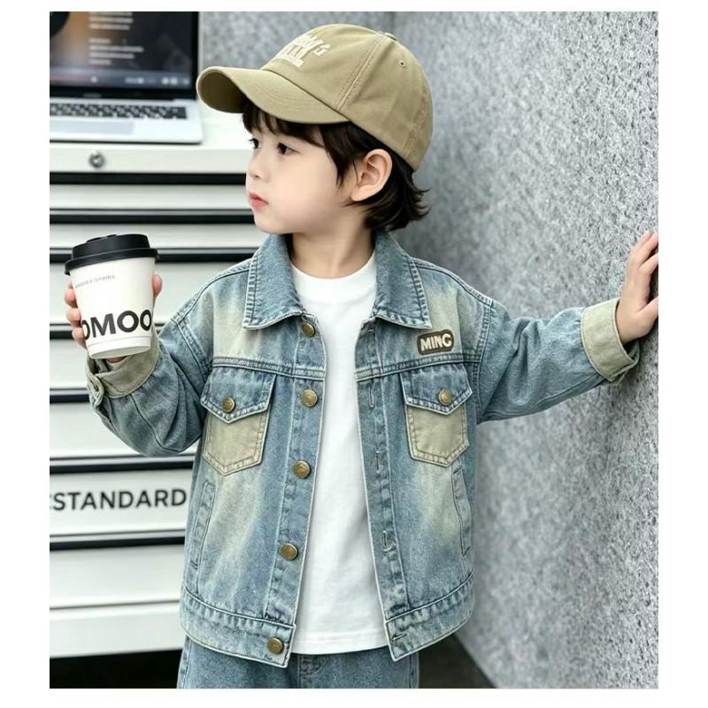 Jungen Jeansjacke Kinder Oberbekleidung Lässig Schick Biker Stil Kurzer Mantel 3-8 Jahre