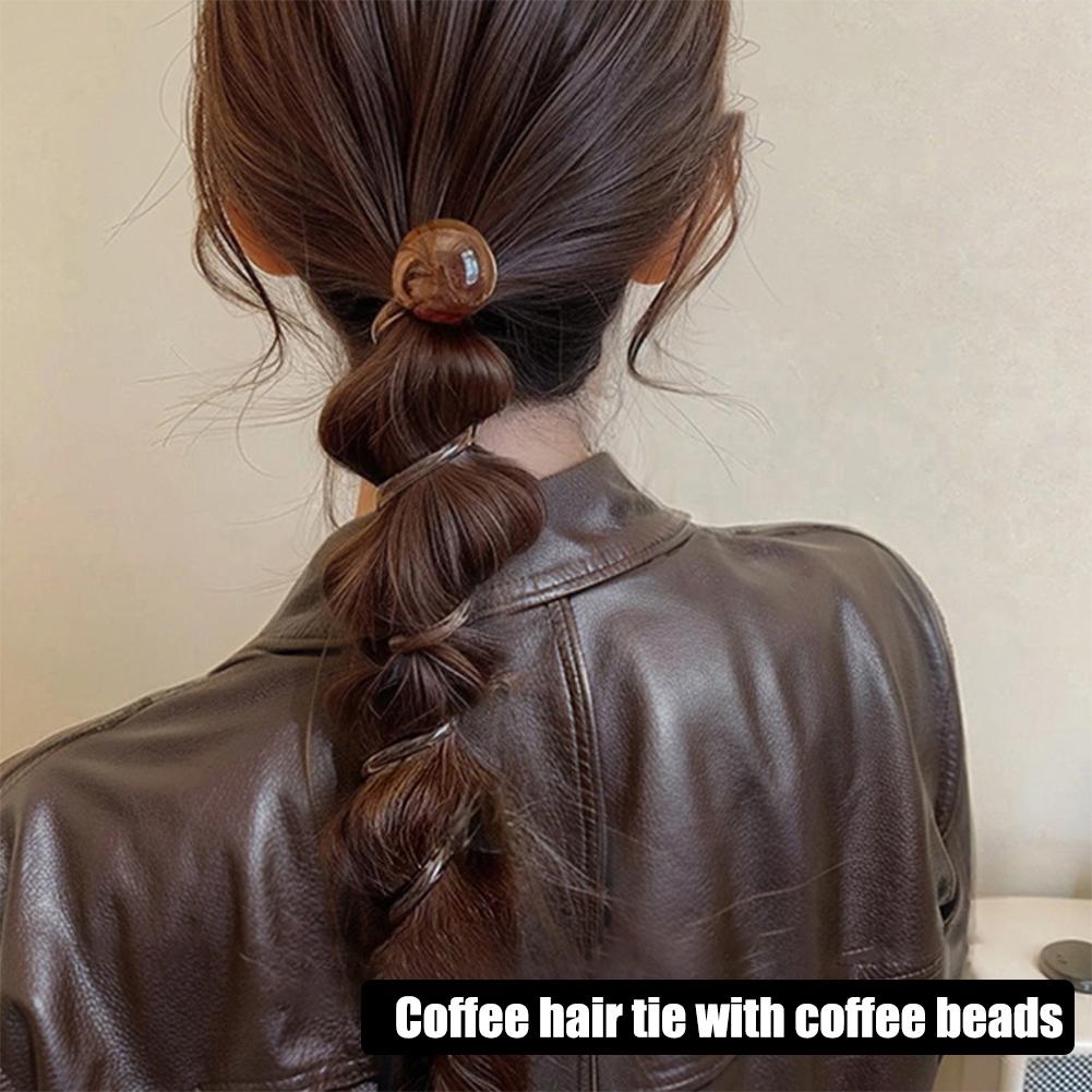 Korean Cute Retro Ball Design Elastic Hair Ties Elastic Hair Band Practical Ponytail Fixing Daliy Hair Accessories