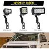Hood Hinge Ditch Light Mount Brackets for Toyota Tacoma 2016-2021 3rd Gen Black Auxiliary Offroad Pod Work Light Mounting Kit
