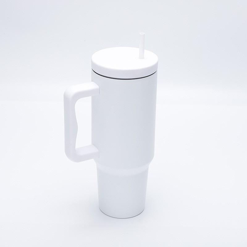 1Pc 1200ML 304Stainless Steel Print Cup with Straw Portable Car Cup Large Capacity Water Cup Car Water Bottle