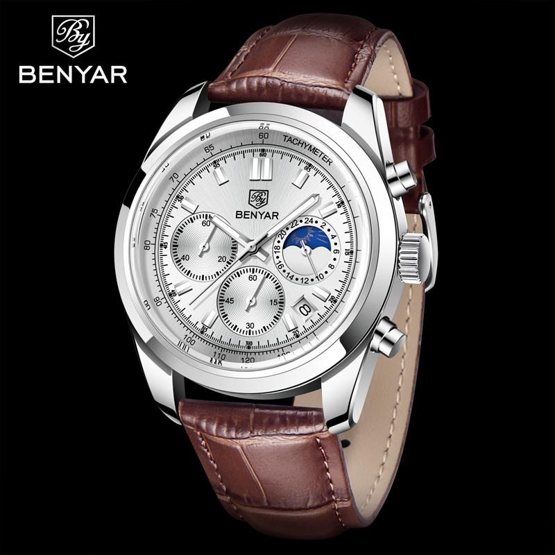 BENYAR Reloj de lujo de primera marca, movimiento japonés informal de cuarzo, reloj de cuarzo deportivo resistente al agua de primera marca para hombres