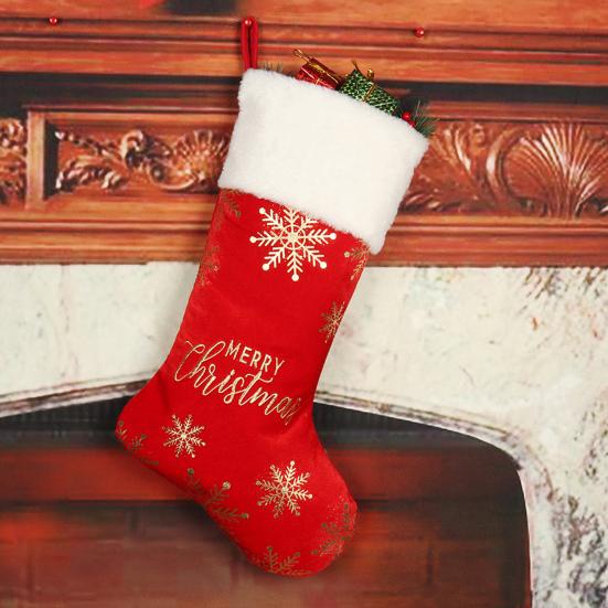 Christmas Stocking 19" Large Xmas Stocking with Plush Faux Fur Cuff for Stairs Fireplace Hanging Holiday Home Decor
