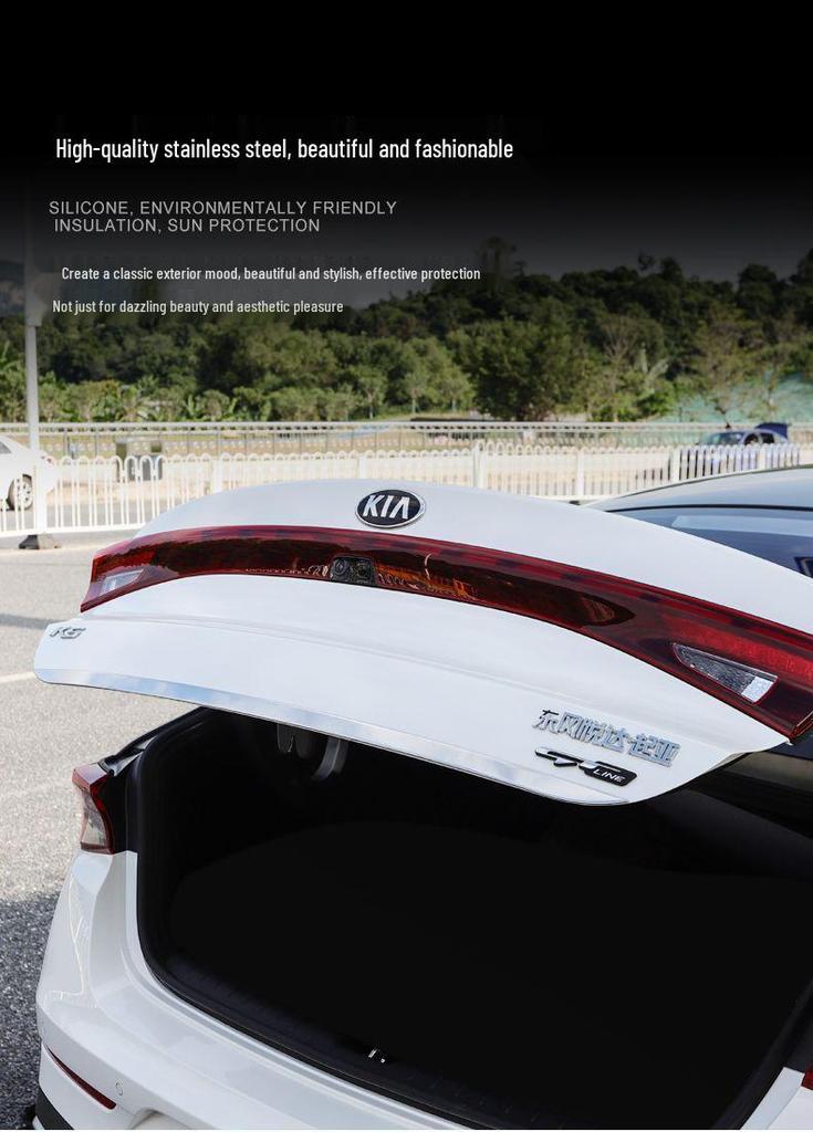 Kia K5 & K-Coupe Tailgate Trim Strip: Stainless Steel Rear Bumper Decorative Trim for 20 Models