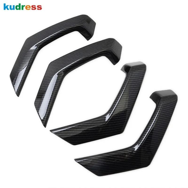 For VW For Volkswagen T-ROC TROC 2017-  2024 Carbon Fiber Car Inner Door Armrest Handle Cover Trim Interior Accessories