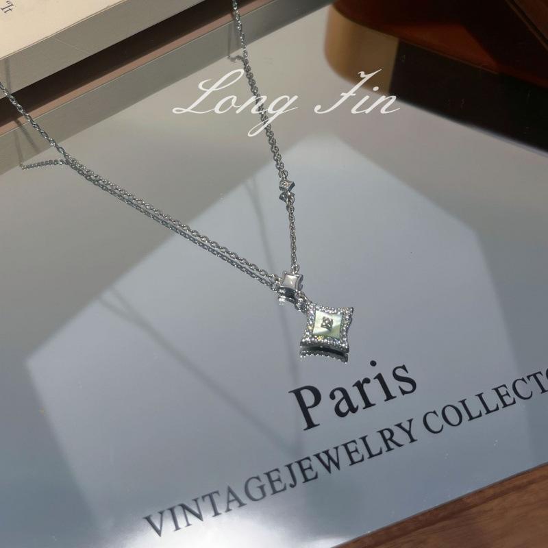 Shining Star Series Set Necklace Bracelet Earrings Fritillary Quadrangle Diamond High-End Jewelry Live Special For