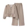 Girls' Fashion Set - Summer Children's Casual Bow-Tie Striped Long-Sleeved Wide-Fit Pants Set