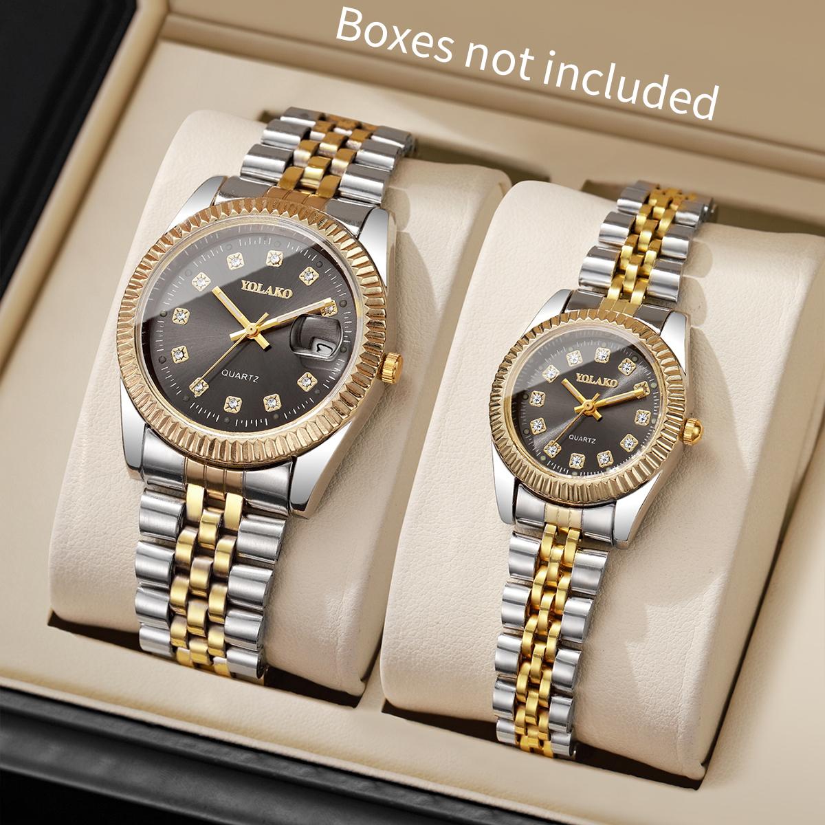 

2 шт. Модный набор парных часов, Роскошные мужские и женские кварцевые наручные часы с календарем, Reloj Hombre Mujer